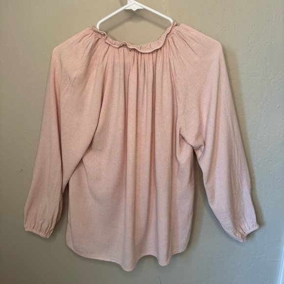 XIRENA Camila Crepe Top Rosefinch Pale Pink V-Neck Long Sleeve Loose Fit Size SM - Picture 14 of 16